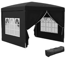 Gazebo Pliant Gazebo escamotable, Tente de fête résistante à l'eau et au Vent, chapiteau de Camping avec Sac de Transport(Light Grey)