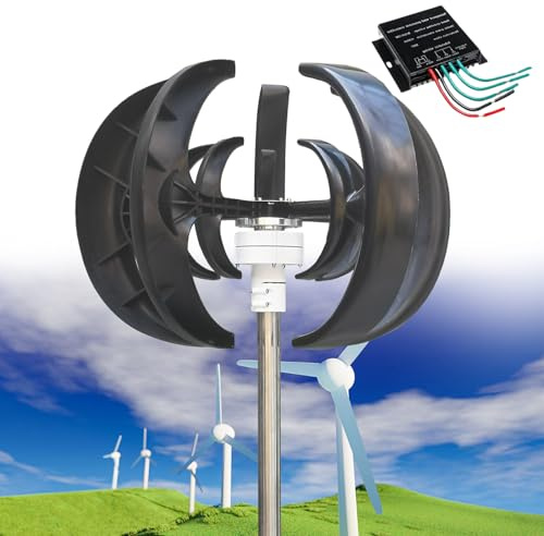 Wind Turbine Generator Kit 12000W 12V/24V/48V Vertical Power System with 5 Blade Horizontal Design for Home, Marine, Street Lighting and Monitoring