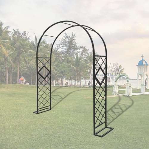Cadre d'arche de mariage – Treillis en métal pour mariages en plein air et jardin – Support de plantes grimpantes antirouille – Support de ballon facile à assembler – Design noir (l 320 x H)