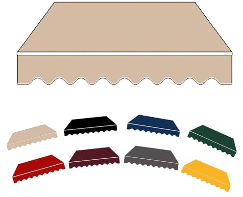 Tessuto di ricambio per tenda da sole retrattile, 250 x 150 cm, nero, per tende da balcone, copertura ombreggiante impermeabile per finestre sul ponte (cachi, 400 x 200 cm)