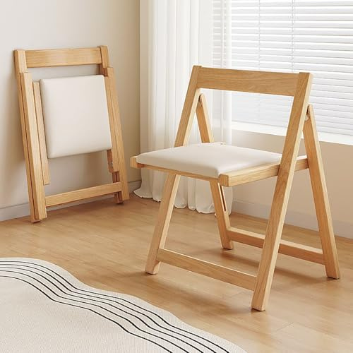 Klappbarer Esszimmerstuhl mit gepolstertem Sitz, stilvoller brauner Holzstuhl für Gäste, perfekt für Küche, Schlafzimmer, Wohnzimmer und Partys, bequemes und platzsparendes Design