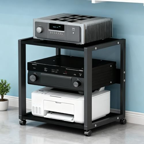 SOFACHEN Audio Rack HiFi Regal 2/3-stufiges Medienständer, Medienständer Medienständer Mit Universalrädern Audio, Aufbewahrungseinheit Für Audio Equipment Dac Amplifie(Style 1)
