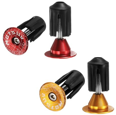 QUARKZMAN 2 Pares De Tapones De Extremo De Manillar De Aluminio Para Bicicleta Tapones De 0.7 Onzas Con Sistema De Expansión Y Bloqueo Para MTB Carretera BMX Bicicleta De Piñón Fijo Rojo