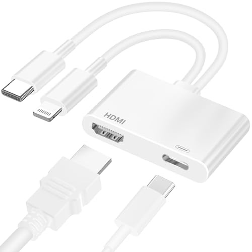 Adaptador USB-C a HDMI para iPhone, iPad a TV, pantalla de sincronización 4K a 60 Hz, adaptador Apple a AV digital para MacBook iPhone 17/16/15/14/13/12 a TV/proyector/monitor