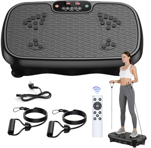 Placa vibratoria deportiva para el hogar con 120 niveles y 5 modos, con bandas de resistencia y mando a distancia, placa vibratoria para mujeres, placa vibratoria para quemar grasa, forma de figura