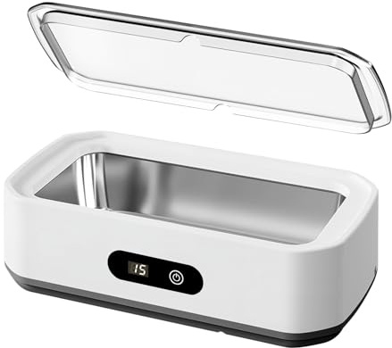 Ultrasonic Jewellery Cleaner, 49kHz Ultrasonic Cleaner with 5 Cleaning Modes & LED Display, 650ml Large Capacity Jewelry Cleaner for Glasses, Jewelry, Dentures, Necklaces, Rings