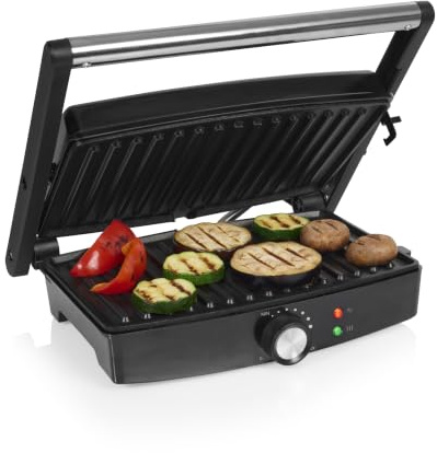 Tristar Griglia a Contatto, 1500 W, Superficie da 27,5 x 18 cm, Apertura a 180°, Uso come Grill da Tavolo, Vaschetta Raccogli Grasso, GR-2830