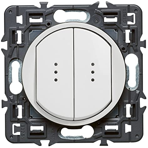 Legrand - Double interrupteur témoin (voyant fourni) Céliane Soft - 10A - Blanc