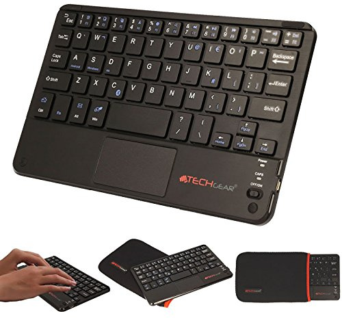 TECHGEAR [Active Strike Pro (Mini) Slim Bluetooth Wireless UK QWERTY Keyboard with Mouse Touchpad for Microsoft Surface Pro, Pro 2017, Pro 4, Pro 3 (Included Keyboard Carry case)