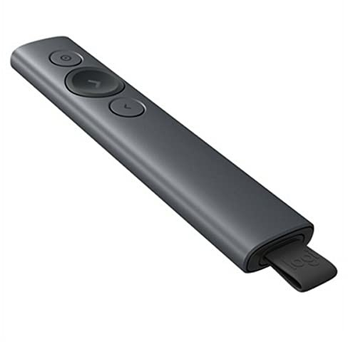 Logitech Spotlight Presenter Evidenziatore Digitale con Bluetooth, Clicker Universale per Presentazioni, Portata di 30 Metri e Ricarica Rapida, Grigio