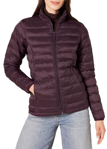 Amazon Essentials Damen Leichte, langärmelige, wasserabweisende, packbare Pufferjacke (in Übergröße erhältlich), Burgunderrot, M
