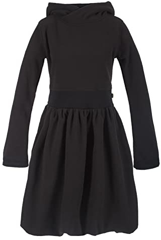 Vishes - Alternative Bekleidung - Warmes Langarm Ballonkleid aus recyceltem Fleece mit Kapuze schwarz 40