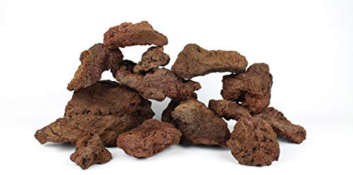 Aquatix Aquarium Stein Dekoration Terrarium Natursteine vulkanische Lava rote Stein 20kg Set
