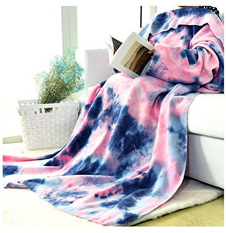 Tie-Dye-TV-Decke Kuscheldecke mit Ärmeln,Soft Ultra Plüsch Bequem Flauschig Weiche und Warme Tragbar Kuscheln Snuggle Freizeit Decke Mikrofaser-Ärmeldecke Robe YRPBlau 137X180CM