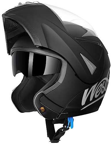 Westt Klapphelm Motorradhelm ECE-R 22.06 Zertifiziert Integralhelm für Damen und Herren Jethelm mit Kinnschutz Scooter Roller Moped Helm mit Sonnenblende und Visier