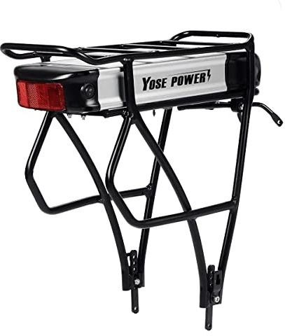 YOSE POWER Pedelec Akku 36V E-Bike Batterie 250W/350W/500W/800W mit Gepäckträger für 26-28 Scheibenbremse V-Brake Hinterrad Bike Mifa,Aldi,Prophete,Rex