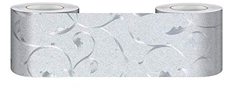 GouieRylin Borde Del Papel Pintado Auto Adhesivo Vid de plata Del Papel Pintado Del Pvc Cenefa Autoadhesiva Para DecoracióN De Pared De Cocina BañO 5cm X 500cm