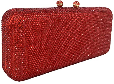 Boutique De FGG Lange Kristall Clutch Abendtasche für Damen Hochzeitstasche Party Handtasche Strass Brauttasche, Mini