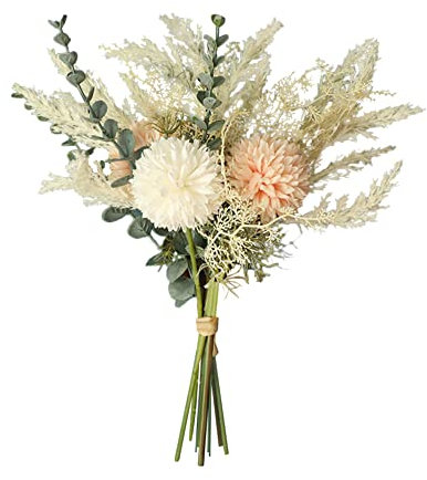 38cm Künstlich Blumenarrangement, Blumenstrauß künstlich Wie echt Champagner Brautsträuße Braut Brautjungfer Brautjungfern Blumen Gefälschte Blume Dekoblumen für Tische Zuhause Party Hochzeit