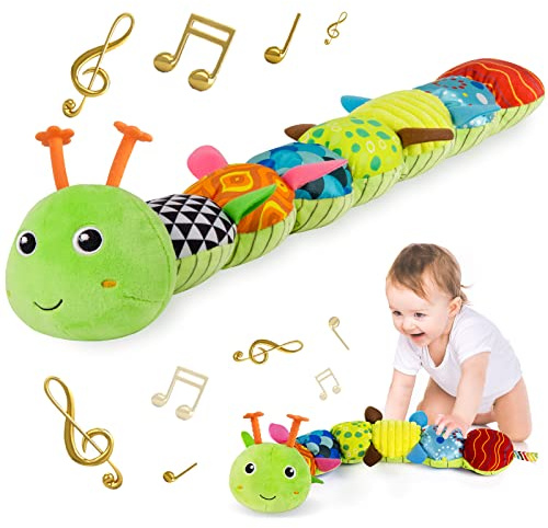 Sumobaby Infant Baby Musical Stuffed Animal Activity Soft Toys with Multi-Sensory Crinkle, Rattle and Textures, for Tummy Time Newborn 0-3-6-12 Months Boys, Girls, Caterpillar