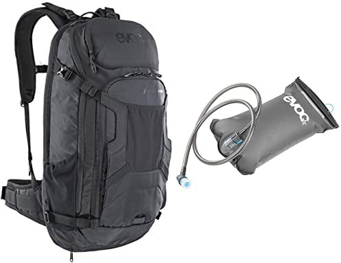 EVOC FR TRAIL E-RIDE 20l Protektor Rucksack für E-Mountainbikes HYDRATION BLADDER 2L Trinkblase für den Rucksack(20L, Separates Akkufach, Rückenprotektor, Belüftungssystem), Schwarz/Carbon Grau