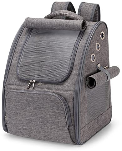 ALLSOPETS Katzenrucksack, Faltbarer Atmungsaktiver Hunderucksack mit Sonnenschutz für Klein Hunde und Katzen Ideal für Reisen Camping und Wandern (Graphitgrau)