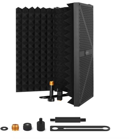Micfuns Mikrofon Windschutzscheibe Isolation Schallschutz,mikrofon-absorber mit absorbierender Schaumschicht schallabsorbierend Microphone Isolation Schild