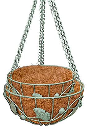 Blumenampel Metall Hängender Pflanzerkorb mit Kokosnuss-Kuppel-Liner Runde Draht Pflanze Halter Kette Blumentöpfe Kleiderbügel for Indoor Outdoor Watering Hängende Körbe, 2PACKS Hängepflanztöpfe