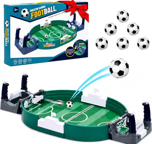 Interaktives Tischfußballspiel mit 6 Fußbälle, Mini Tischkicker Desktop Spielzeug, Tisch Fußball Kit, Innen 2-Spieler-Party-Tischkicker-Spielzeug-Geschenk für Kinder Erwachsene