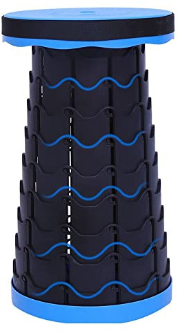 Bärbar hopfällbar pall, vikbar teleskopstol, infällbar, justerbar - hopfällbar plastpall - för fiske, jakt, camping (26 x 26 x 6,5–45 cm (himmelsblå))