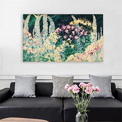 Mondi Art Store Rutherford Boyd-Akelei und Rittersporn – Reproduktion Wandkunst auf Leinwand – Blumen Gemälde Drucke – Wohnkultur Bild 80 x 130 cm (31,5 x 51,2 Zoll) rahmenlos