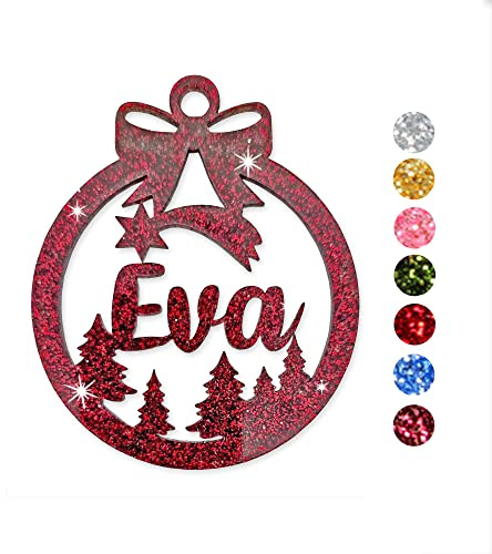 Christbaumschmuck Personalisierbar - glitzer Weihnachtsschmuck mit Namen aus Acrylglas - Christbaumkugeln - Personalisierte Weihnachtskugel - Sterne Geschenkanhänger (Sternschnuppe)