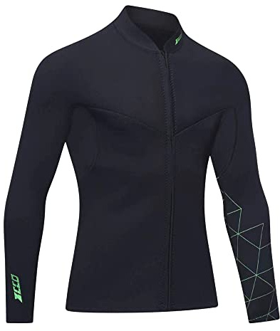 Top in neoprene da 3mm per uomo - Cerniera frontale, giacca a maniche lunghe per immersioni subacquee, snorkeling, nuoto e surf(M, 3mm-Uomo)
