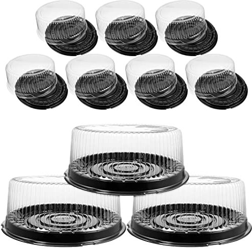 STOBOK 10Pcs 8 Plastic Cake Containers Carriers with Dome Lids and Cake Boards Clear Cake Boxes Cake Holder Display Containers