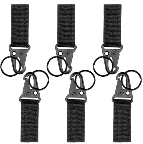 Moschettoni da Cintura Tattico Moschettone de Nylon Multifunzionale con Portachiavi Gancio da Tattico Appendere per Campeggio Escursionismo Alpinismo 6 Pezzi (Nero)