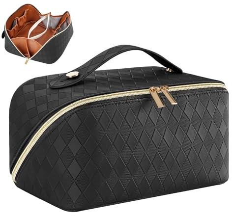 CGBOOM Kosmetiktasche, Große Kapazität Make Up Organizer Tasche Damen PU Leder Wasserdicht Tragbare Schminktasche mit Teiler für Täglichen Gebrauch und Reise, Geschenk für Frauen, Mama