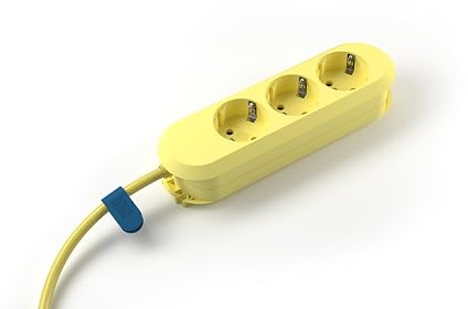 BACHMANN Steckdosenleiste SMART 3-Fach 1,5m Kabel Mehrfachsteckdose 387.2704 (Praktische Kabelaufwicklung und Befestigung durch Anschraublöcher) (Lemon Yellow)