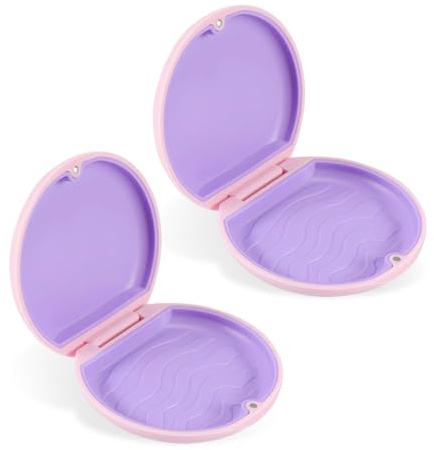 EUPSIIU 2 Pièces Boite Gouttiere Dentaire Orthodontique Boîte à Bretelles, Boîte à Prothèses Dentaires, Étui à Prothèse Dentaire, Boite Appareil Dentaire, Cas de Retenue pour Adulte Enfant (Rose)