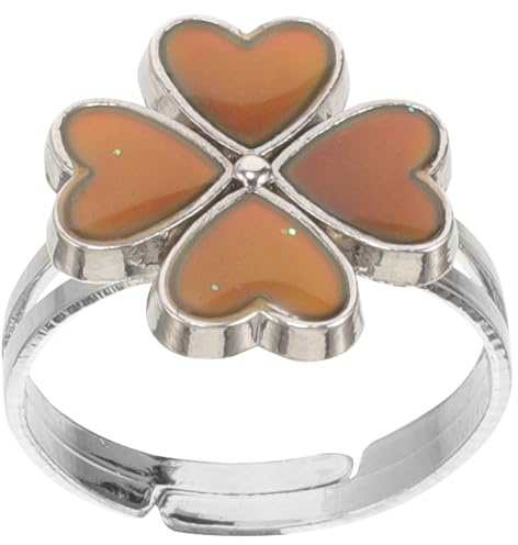 Holibanna Ring Für Kinder Thermochromer Ring Stimmungswechselnder Kleeblatt-Schmuck Schmuck zum St. Patricks Day e trendiger Mode Tier wohnen weiblicher Kind Epoxid