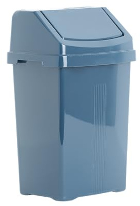 TENLITE 8L Litre SMALL High Grade Plastic SWING Lid Bin Waste Rubbish Trash Can Under Kitchen Counter Bin For Home/Office/Kitchen - NAVY