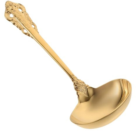 Alipis Louche à Sauce Dorée Acier Inoxydable Cuillère à Soupe Multifonction Manche Ergonomique Antidérapant Service Élégant Pour Cuisine Et Repas