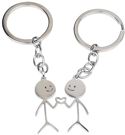 OIGWBPH 2 pièces drôle Figurine de visage langue des signes porte-clés doigt Stickman mignon tendance sac clé voiture pendentif Couple cadeau