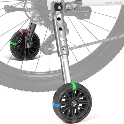 FORTOP - Par de ruedas de entrenamiento para bicicleta, resistentes y traseras con kit de montaje de estabilizadores para bicicletas de 16, 18, 20 y 22 pulgadas para niños y niñas (Negro)