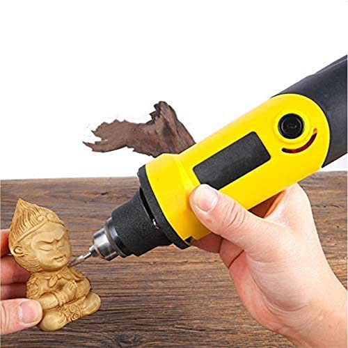 Cincel eléctrico para tallar carpintería, Herramienta para tallar cincel eléctrico, pequeña máquina eléctrica para tallar Madera, Velocidad Variable de 6 Pasos con Cubierta Protectora (220 V) TT (ca