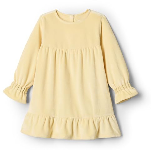 Amazon Essentials Robe Unisexe en Velours pour Tout-Petit, Jaune Beurre, Nouveau-né