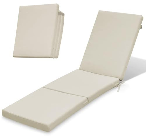 Ferocity Auflage für Gartenliege Sonnenliege 198x58x4 cm Faltbar | Polsterauflage für Rollliege Wetterfest & Waschbar Bezug abnehmbar | Model BEIGE [145]