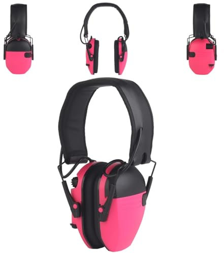 WQZXM 2025 Nuove Cuffie da Tiro Cuffie Antirumore Insonorizzate Protezione Uditiva Tattica Cuffie Antirumore NRR 23db per La Caccia(Pink)