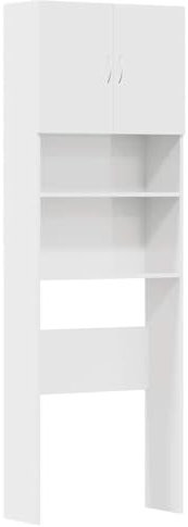 vidaXL Mobile Lavatrice Bianco Lucido 64x24x190cm in Legno Multistrato, mobiletto per Lavatrice, Armadio Lavanderia, mobiletto per Il Bagno