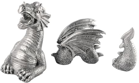 Sarini Drachenstatue, Gartendekoration, dreiteiliger Fliegender Drache, Kunstharz-Ornament, Gartenskulptur, dekorativer Drachenkopf mit Flügeln und Schwanz für den Innen- und Außenbereich