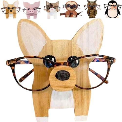 Niedlicher Holz-Tier-Brillen-Halter, Schnitzen, Sonnenbrillen-Präsentationsständer, kreativer Tier-Brillenhalter für Heimbüro-Dekoration, 2025 Desktop-Brillenhalter, niedliches Tier-Brillengestell